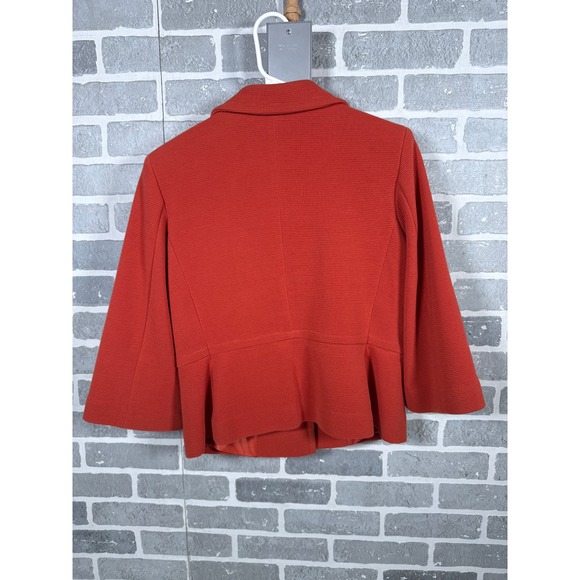 Cleo Petites Womens Burnt Orange Ribbed 3/4 Sleeve Button Front Blazer Jacket 6P - Picture 2 of 5